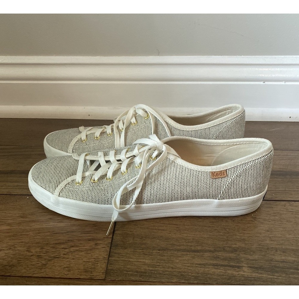 Keds Shoes Women's 9.5 Kickstart Novelty Textile Lace-Up Sneakers Color Off-Whit
